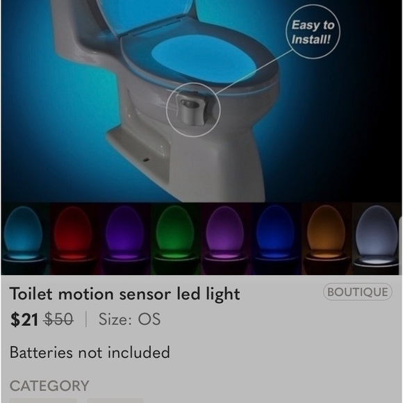Toilet Motion Sensor LED Nightlight 8 Colors - Picture 9 of 10